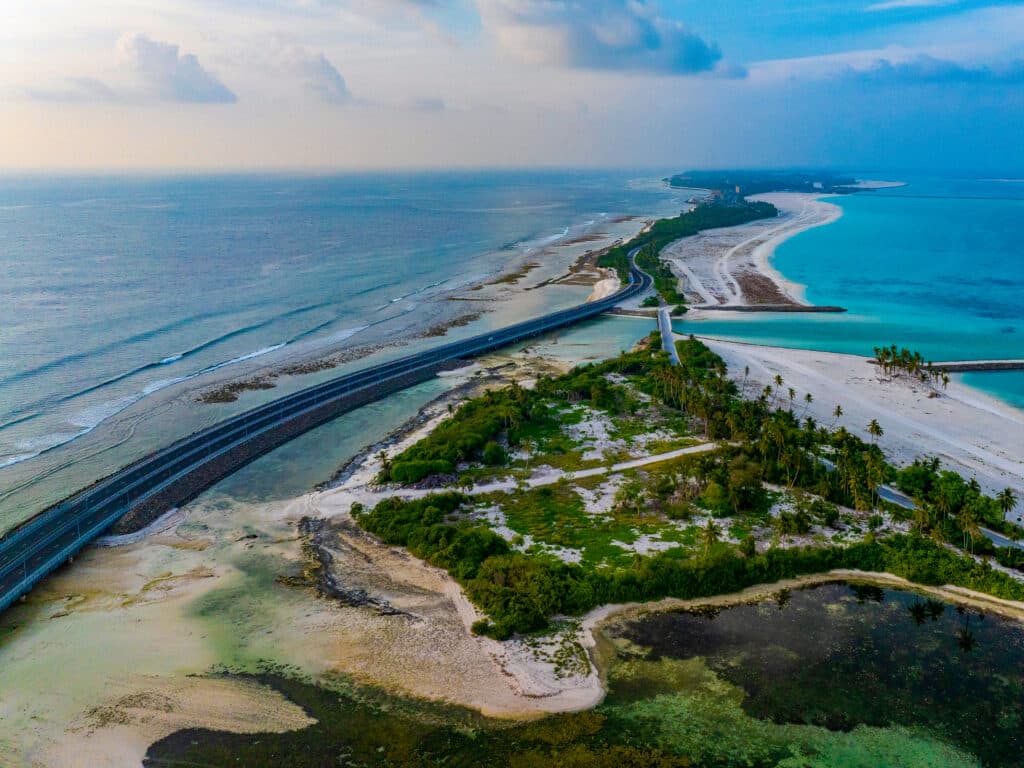 Turquoise lagoon and tropical islands of Addu