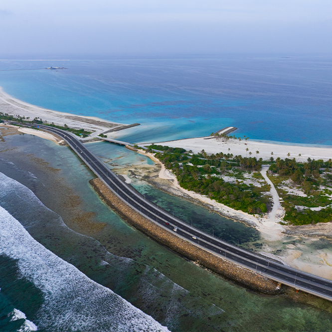 An areal view of Addu atoll