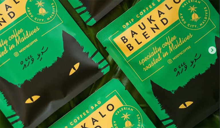 Maldivian coffee blend packaging from local café