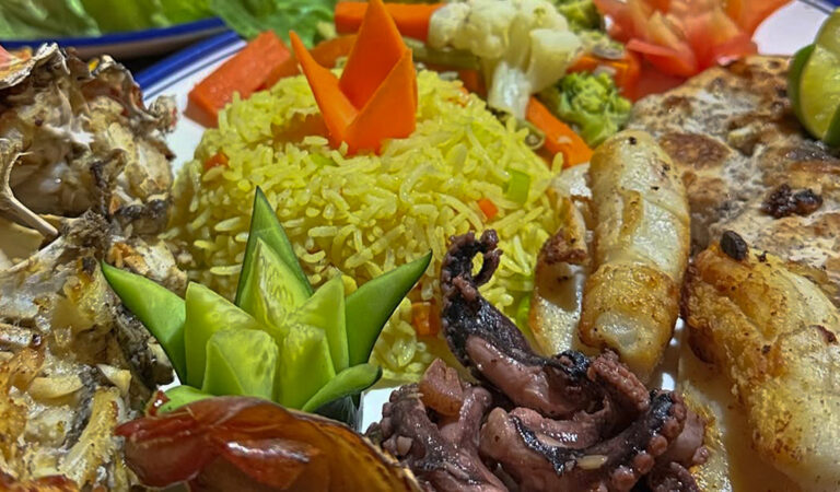 Seafood rice dish with fish and vegetables in Addu Atoll