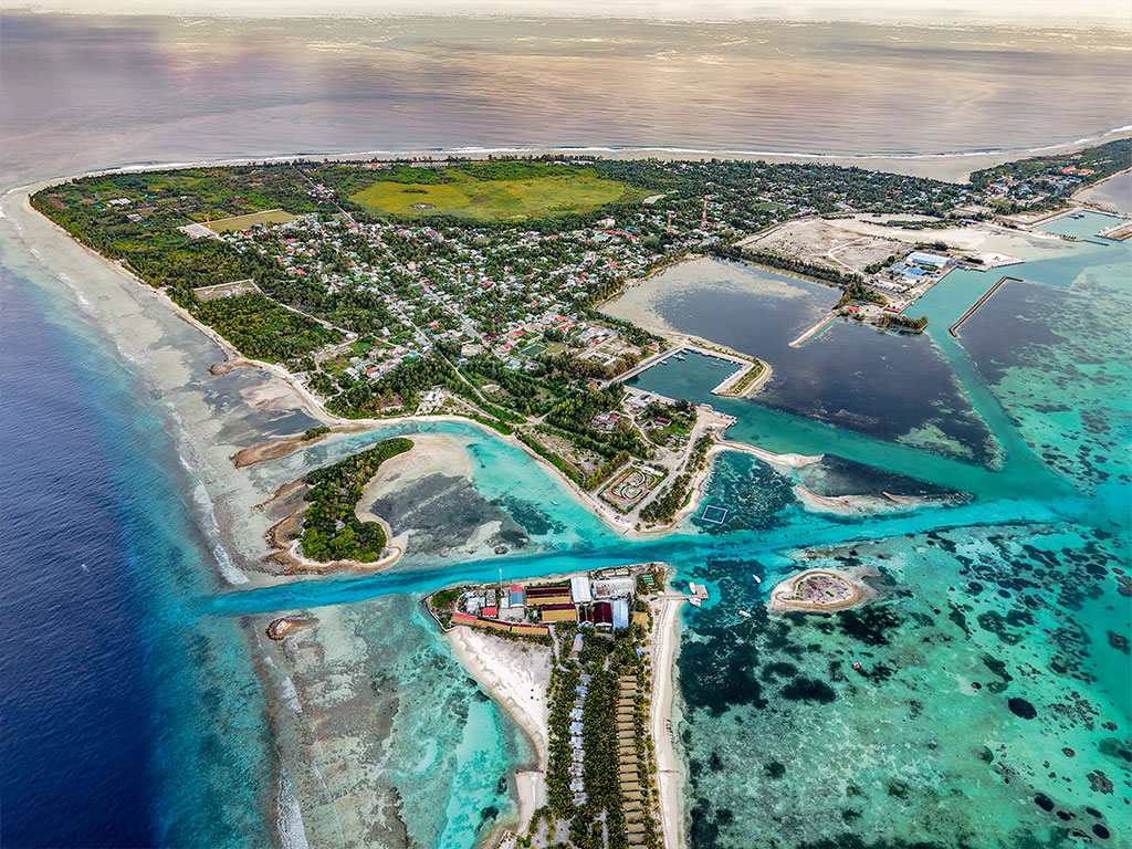 Aerial view of Addu Atoll